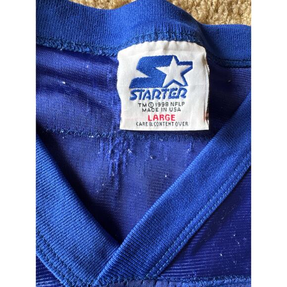 Vintage NFL New England Patriots 11 Bledsoe Starter USA Made Blue Youth L Jersey - Picture 3 of 8